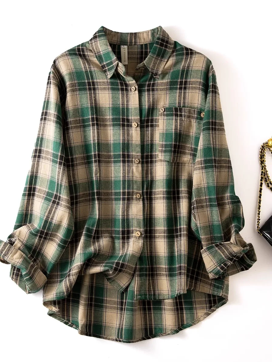 

Ретро Гонконг Sle Brued Plaid irt женское свободное осеннее модное повседневное утягивающее повседневное пальто irt модная корейская версия