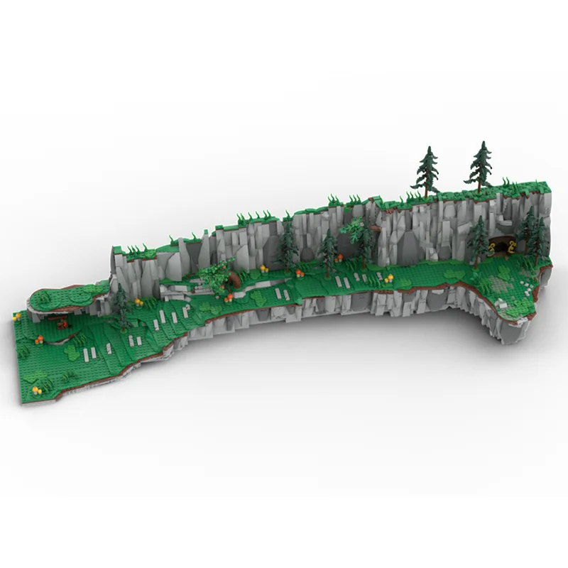 City Street View Moc Building Bricks Cliff Expansion Series - Large Plateau Pond Technology Modular Blocks DIY Assembly Gift Toy