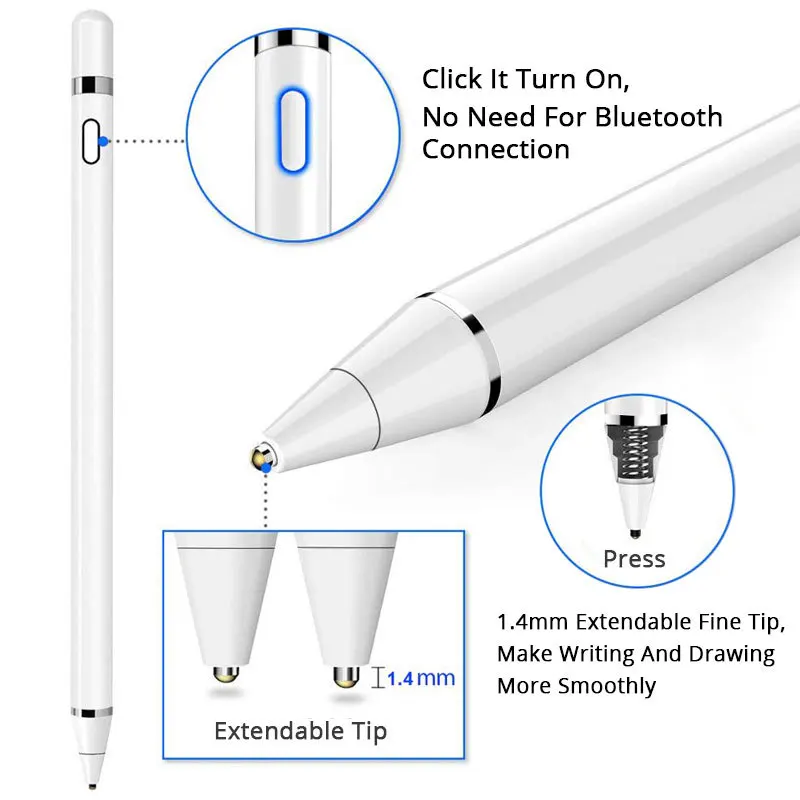 Capacitive Touch Screen Pencil Stylus Pen for Apple iPad Pro 1 2 Air 3 4 Mini 5 6 iPhone Xiaomi Huawei Tablet IOS Android Phone