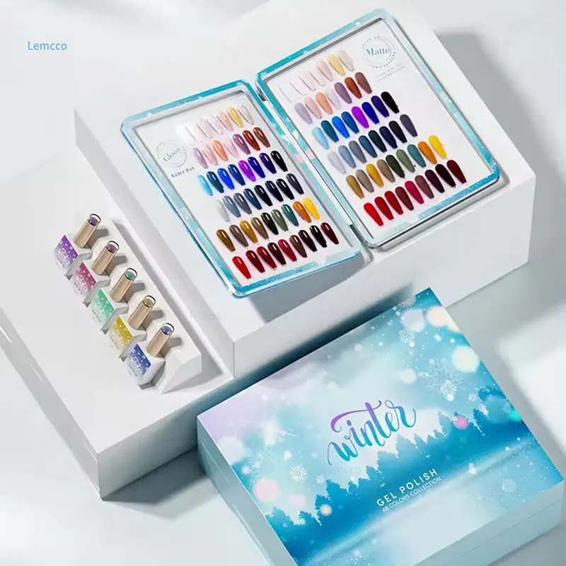 

JTING Winter Limited Edition 48 цветов Гель-лак для ногтей Набор с цветным дисплеем Книга Синий Красный Сосновый Зеленый Soak Off УФ-гель для ногтей 15 мл
