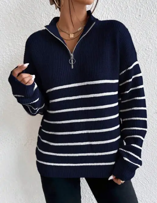 Women's Fashion Pullover Sweater - Autumn Knitted - close-up view