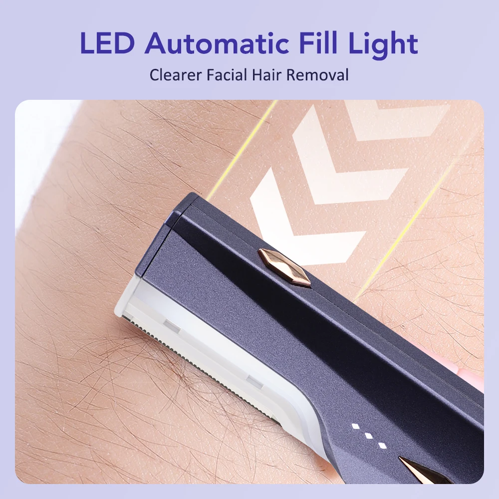 

Электрическая женская звуковая бритва для дермапланинга, отшелушивания кожи и удаления волос на лице, со светодиодной подсветкой, 9 режущих головок, портативный триммер