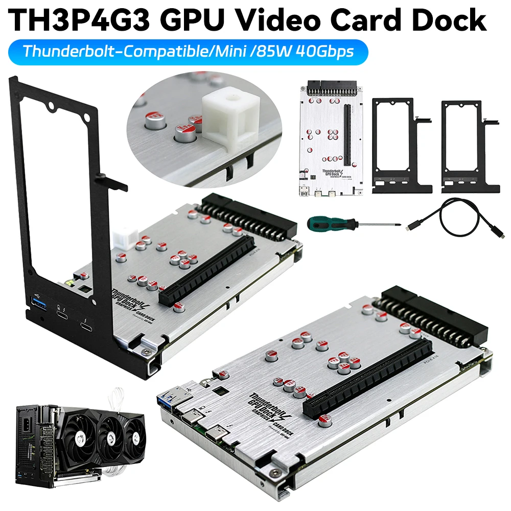 

TH3P4G3 Mini Thunderbolt-Compatible 4 3 GPU Dock for Laptop Notebook to External Graphic Card PD 85W 40Gbps for Macbook Windows