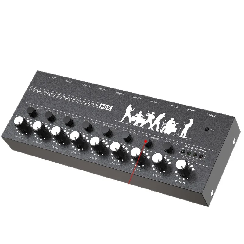 Mezclador de Seis Vías, Mini Mezclador para Instrumentos Musicales, Hub Pro, Mini Mezclador de Audio de 8 Vías