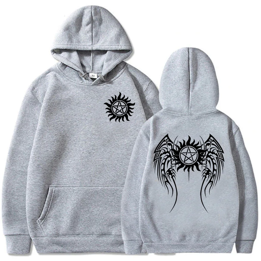 男性用の超自然的なフード付きセーター,長袖フード付きセーター,グラフィックプリントのスウェットシャツ,ストリートウェア,冬