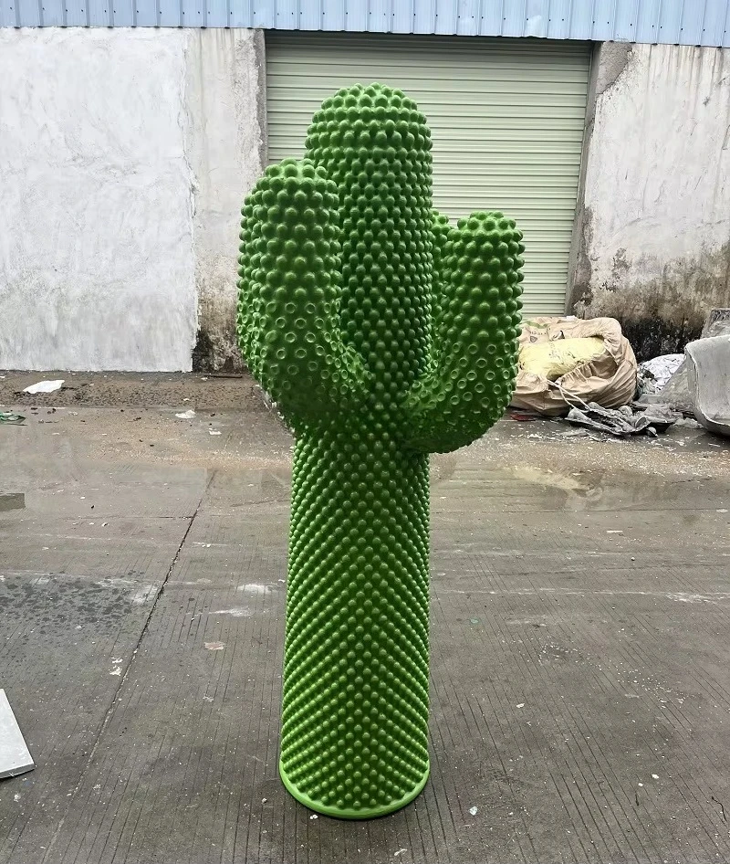 ^Modern Simple Personality Decoration Pieces Floor Glass Steel Cactus Coat and Hat Rack Living Room Decoration