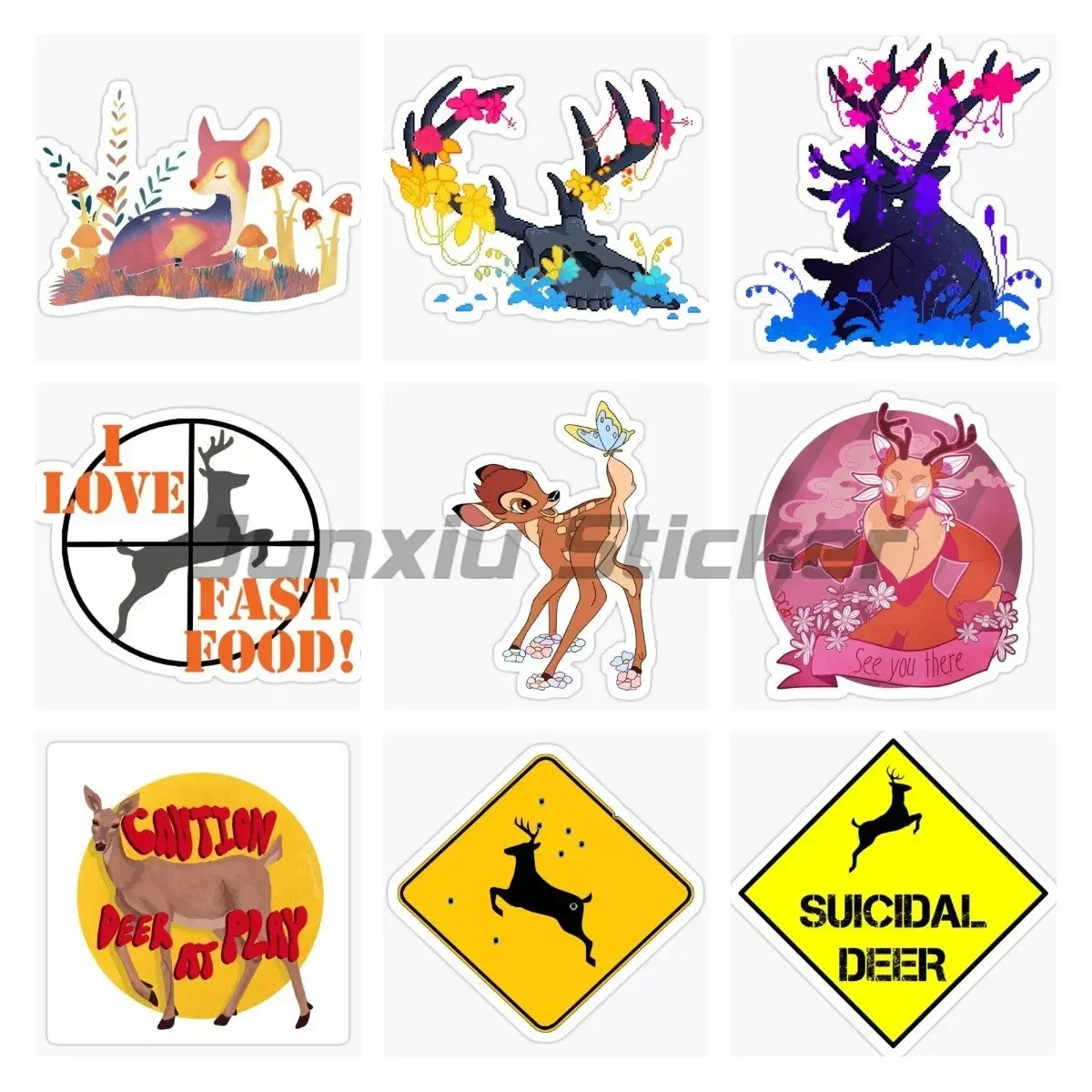 

Sika Deer Car Bumper Sticker Art Pattern Fun Paint Stain Scratches Block Sunscreen Waterproof Bumper Luggage Sticker