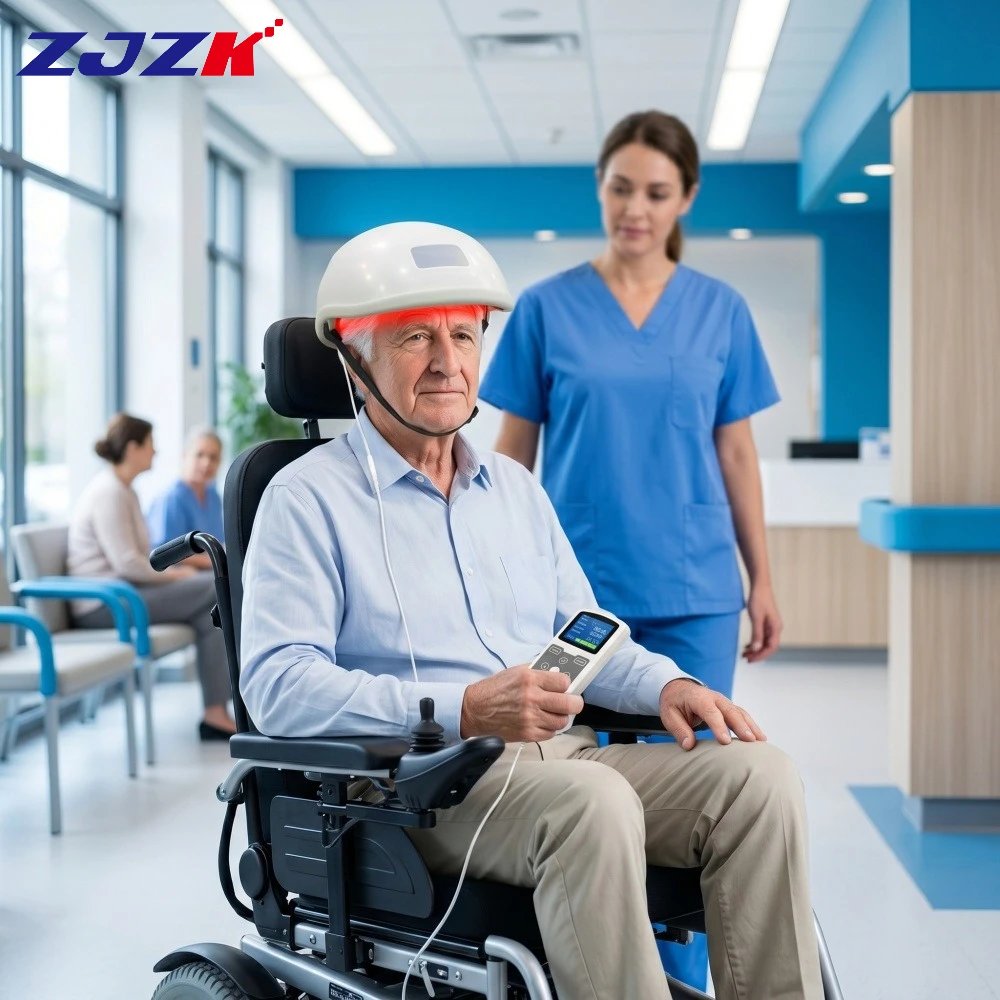 ZJZK 810nm Brain Photobiomodulation Helmet for Parkinsons Alzheimer Stroke Depression Treatment Machine Infrared Light for Adhd
