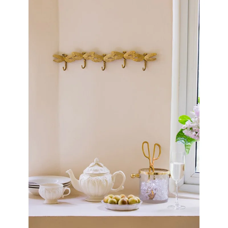 Creative Dragonfly Wall Mounted Coat Rack Brass Entryway Hanger Long Row Hooks Fitting Room Wardrobe Organization Robe Hooks