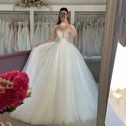 LORIE Long Sleeve Lace Wedding Dresses A Line High Neck Bride Dress Appliqued Lace Bride Dress Princess Wedding Gowns 2023