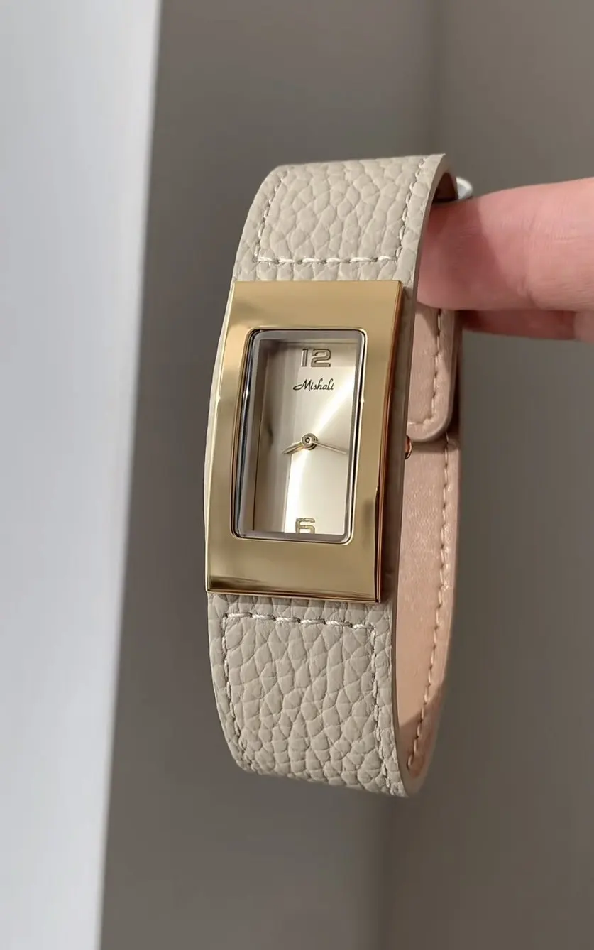 

Новые наручные часы, цвет хаки, высококачественный минималистичный квадратный дизайн с застежкой-пряжкой, стильные кожаные часы для женщин.