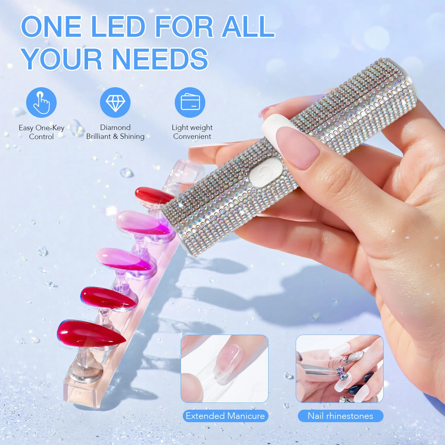 Mini Handheld UV LED-nagellamp Draagbare gel-nagellakdroger met diamantdecoratie 2 timerinstellingen Snel voor thuisreizen