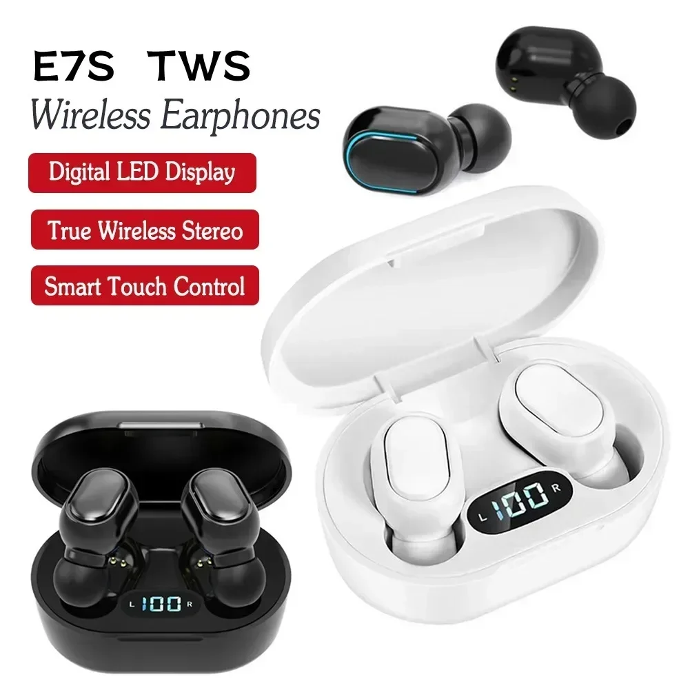 E7S TWS Wireless Headphones Bluetooth earphone Control Sport Headset Waterproof Microphone Music Earphone Work On All Smartphone