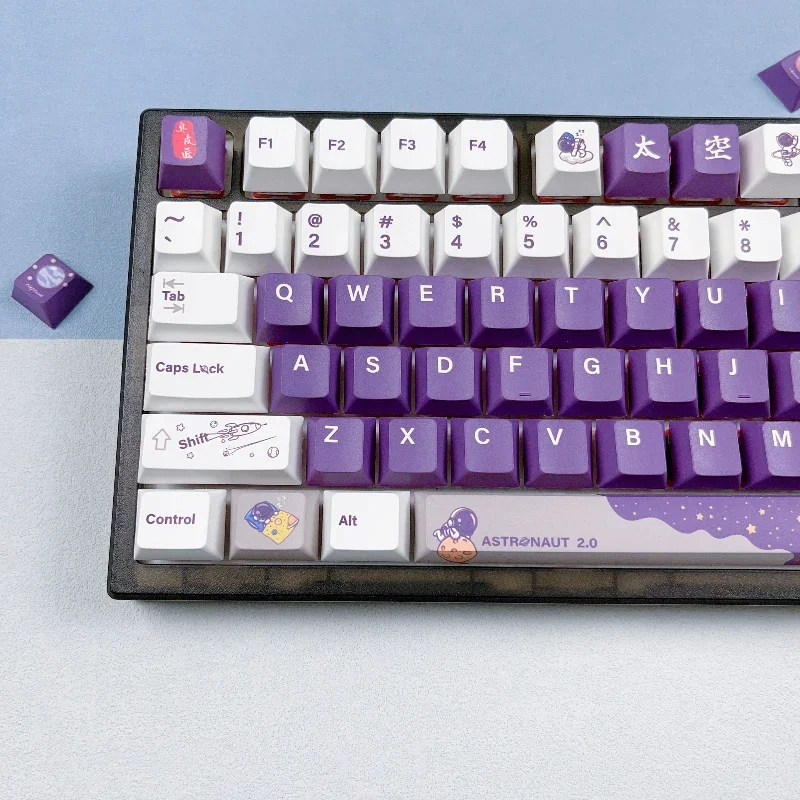 Explore The Universe Purple Astronaut Theme Personality 126 Keys Cherry Profile Key Cap PBT Thermal Sublimation 68/980/87/108 75