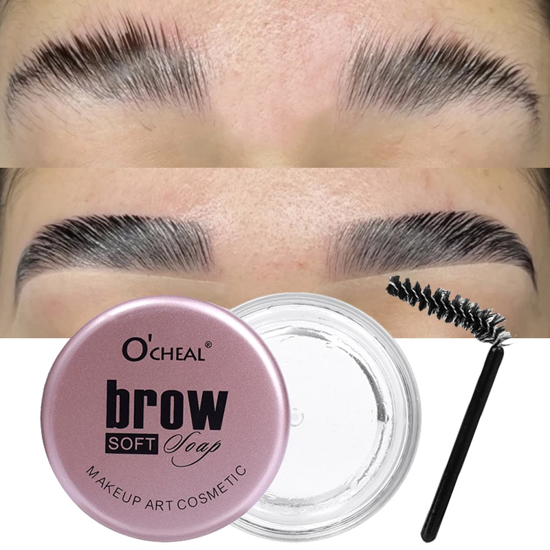 Jabón suave para dar forma a las cejas, Gel con cepillo, Natural, duradero, resistente al agua, 3D, pomada para cejas salvajes, Gel de ajuste, cera, herramienta de maquillaje