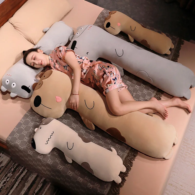 80-120cm Huggable Long Dog Plush Pillow Soft Stuffed Toys Cartoon Animal Puppy Doll Nap Sleep Hug Pillow Cushion Birthday Gift