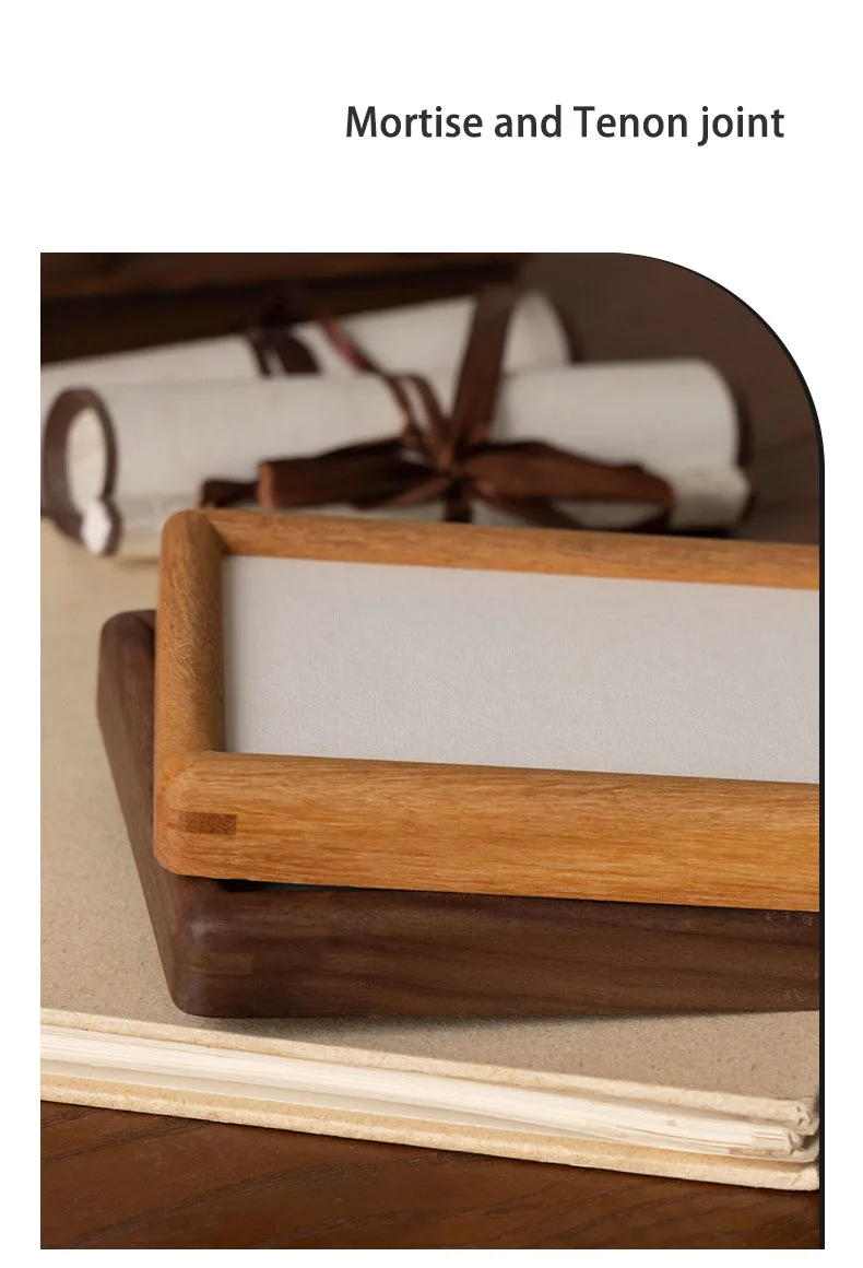 Rectangular Solid Wood Photo Frame High-Quality Black Walnut/Teak Mortise and Tenon Picture Frame Display Stand Desktop Decor