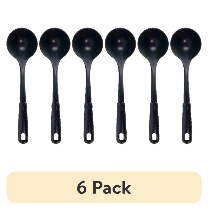 Kitchen Ladle, Black, Nylon, Soft Grip Handle, Dish Washer Safe