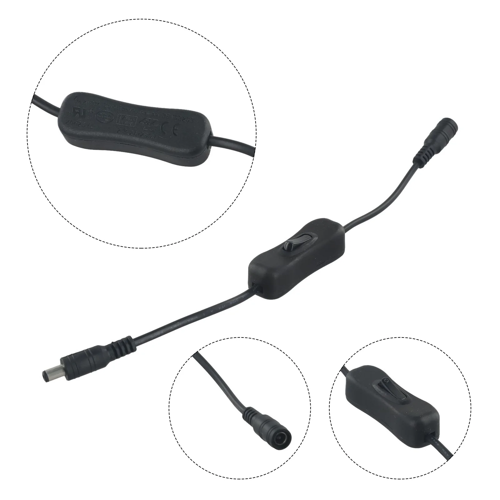 12V Power DC Male To Female Cable With On/Off Switch, 5.5mm X 2.1mm DC Cable Extension Inline Rocker Switch For Driving Recorder