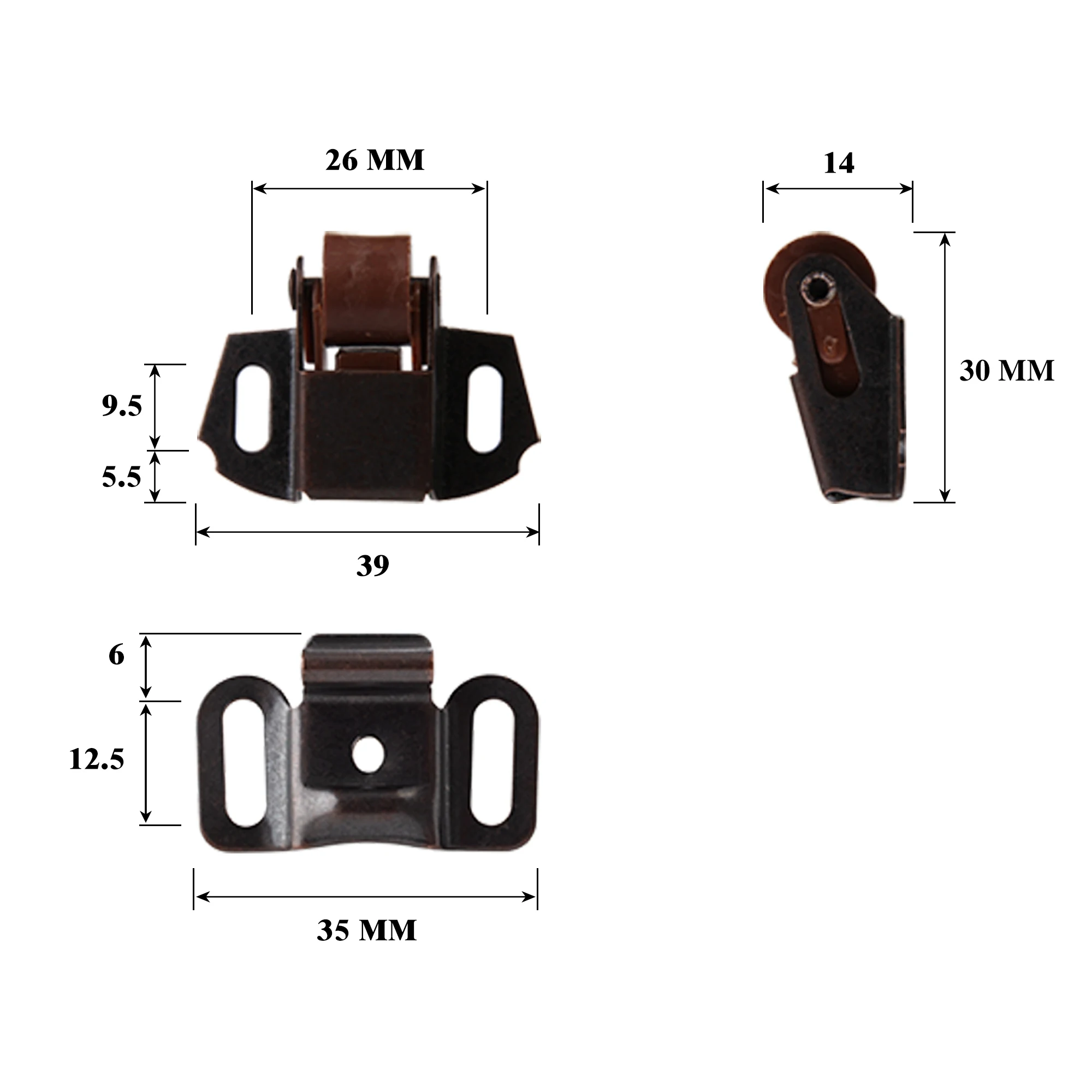 Kitch Furniture Door Latch Closing Closure Antique Copper Iron Spring Loaded Single Roller Closet Door Catches with Screws