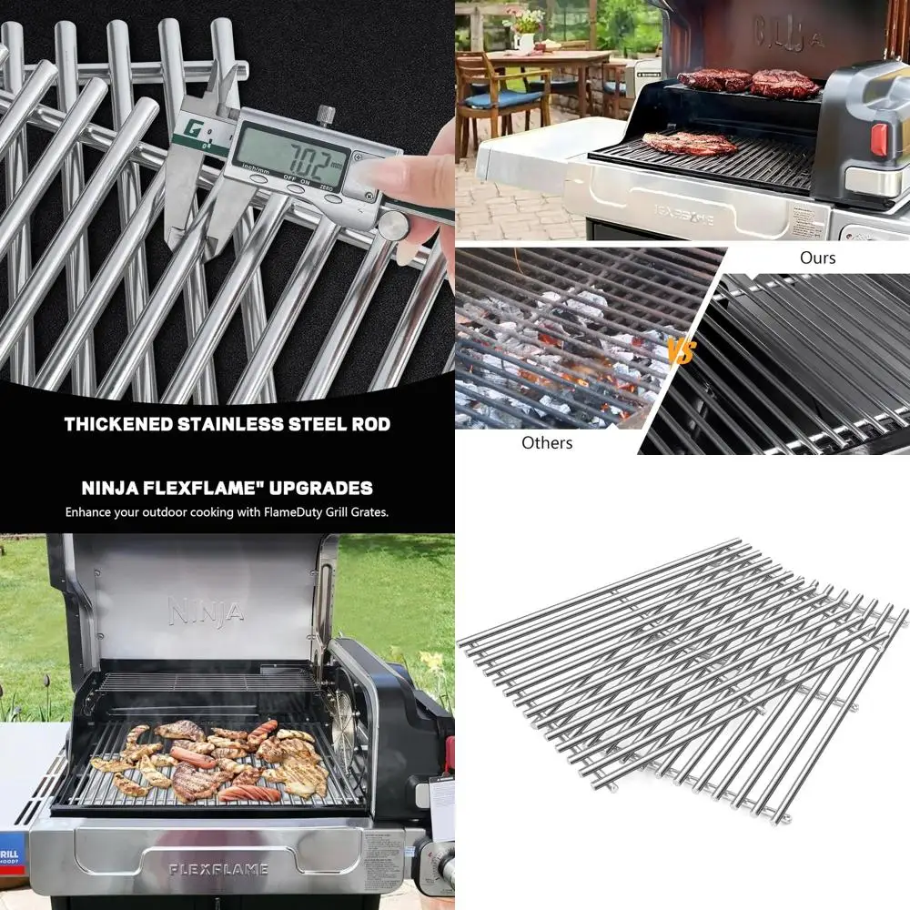 

Решетки для гриля из нержавеющей стали 7 мм — премиум-качество, прочные, легко моются, сохраняют тепло, комплект из 2 штук