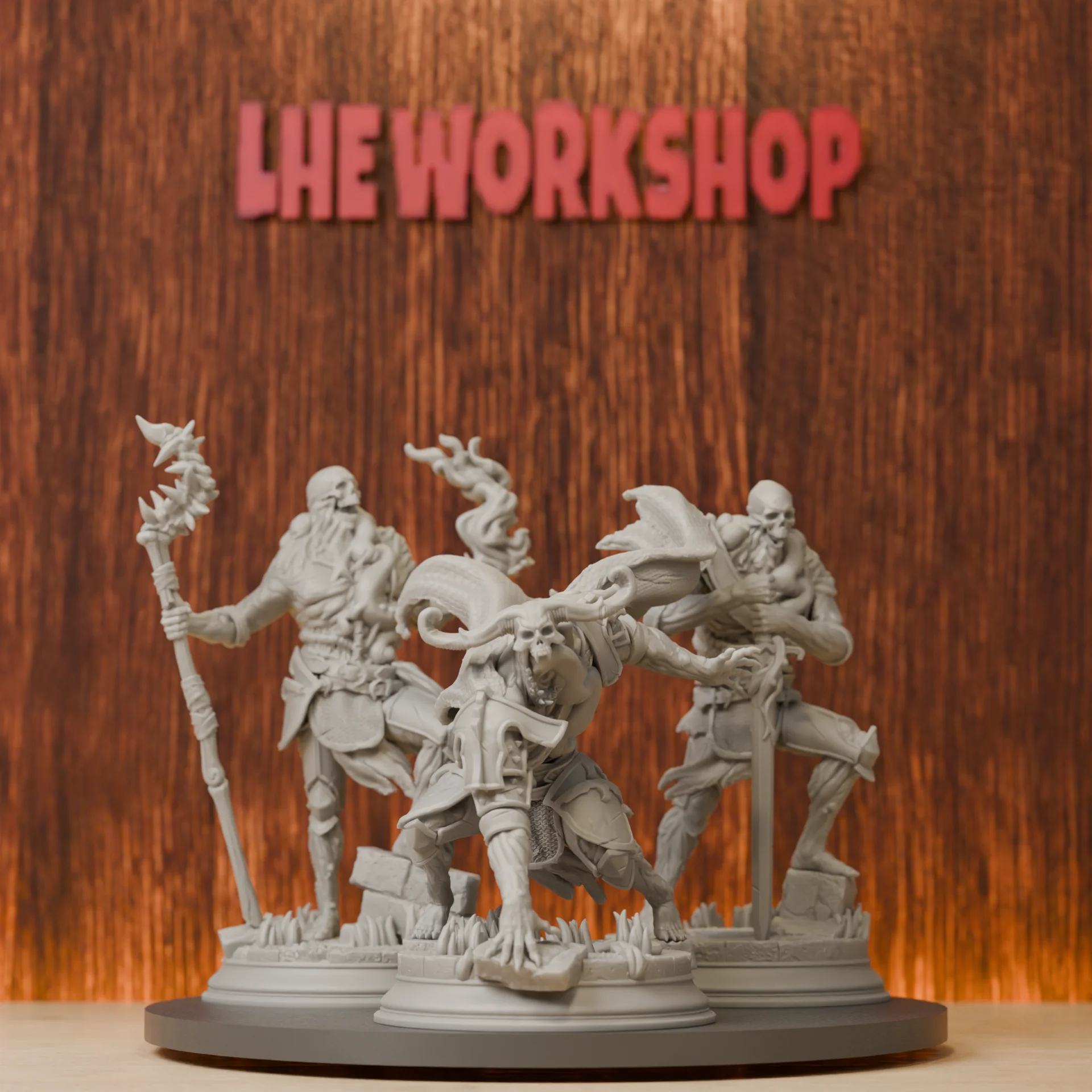 Undead Soldier-Trio Bundle  Miniatures | 28mm-38mm | Resin 3D Printed DND Pathfinder Mini | Unpainted Grey