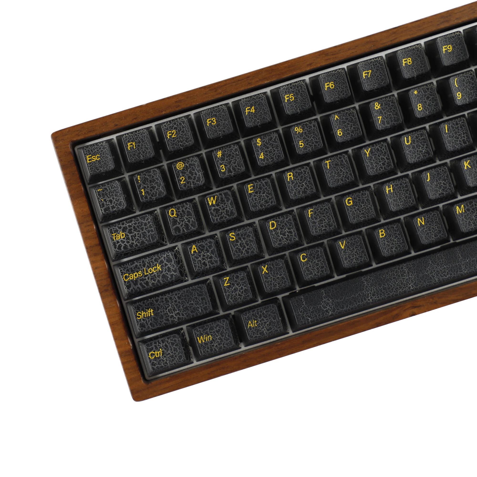 

YMDK Black Crack Shine Through Cherry Profile Custom Keycaps PC UV Printing for 61/64/68/84/87 MX Mechanical Keyboard