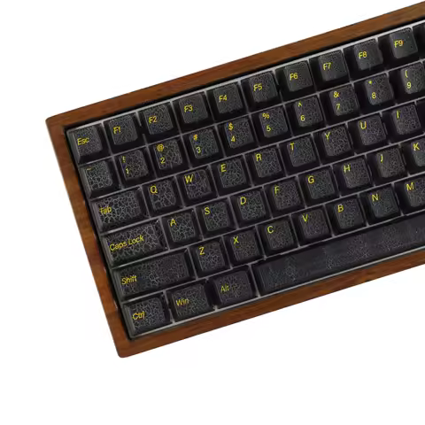 YMDK Black Crack Shine Through Cherry Profile Custom Keycaps PC UV Printing for 61/64/68/84/87 MX Mechanical Keyboard