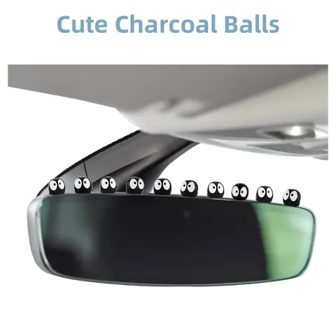 30pcs Briquettes Ornament Charcoal Ball Car Rear View Mirror Decor Mini Cartoon Resin Figure Elf Cute Car Interior for Men Women