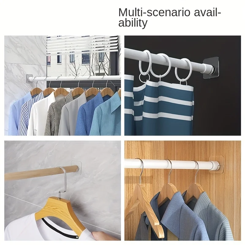 2-10pcs No Drilling Curtain Rod Holders Adhesive Shower Rod Holder for Bathroom Tension Rod Holder Window Bathroom Accessories