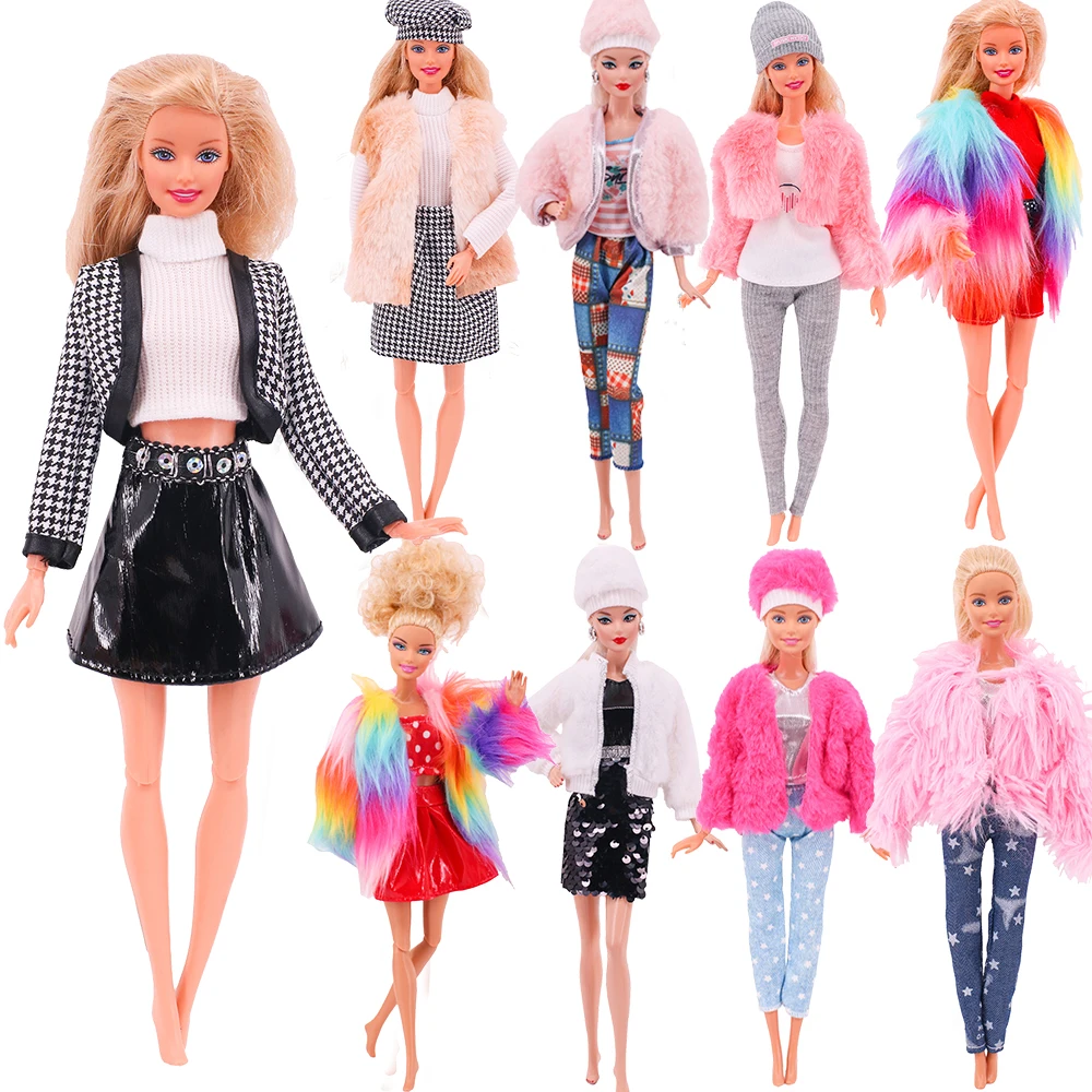 30cm Barbies Fashion Handmade Clothing Fur Tank Top Jacket Dress/11.5