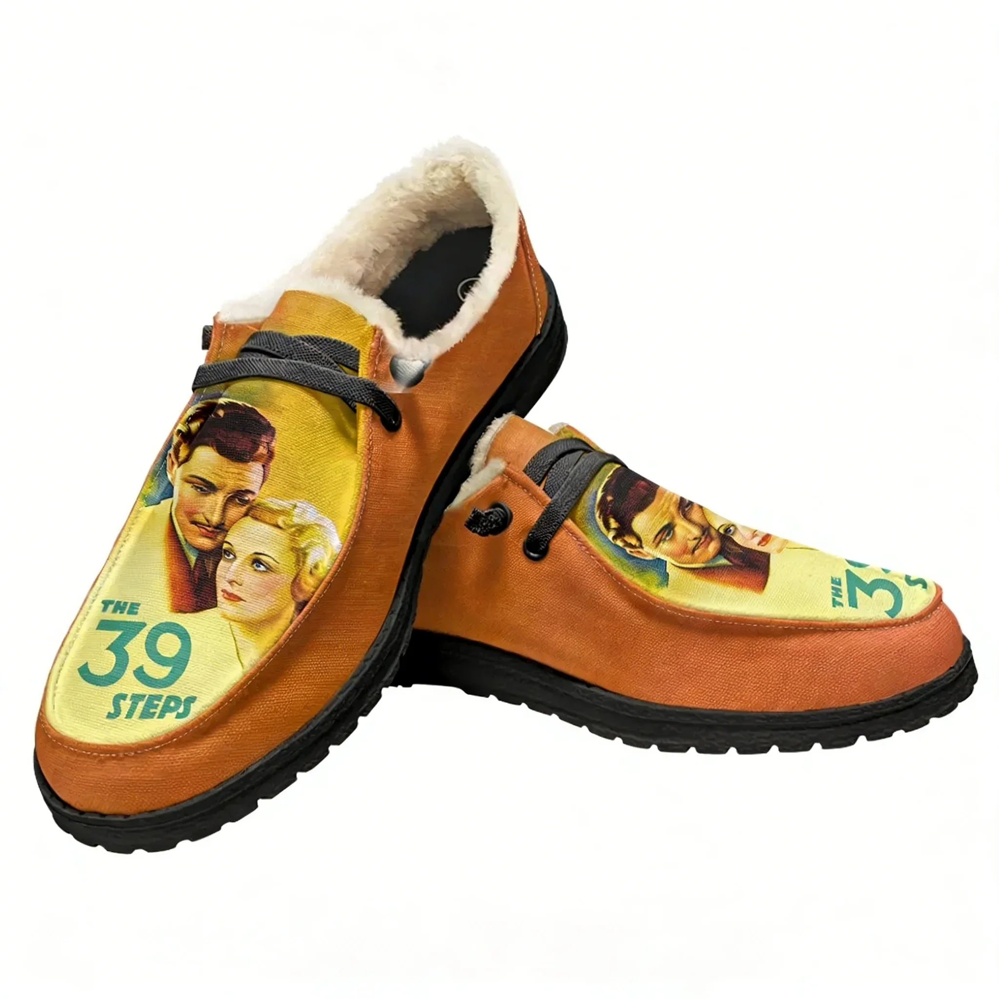 

The 39 Steps Velvet Flat Shoes Mens Womens Warm Shoe Indoor Outdoor Light Shoe Personalized Fashion Print Customize Couple Shoes