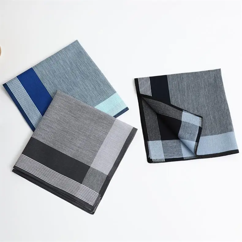 3 قطعة منديل رجالي من القطن الخالص غزل القطن مصبوغ الطراز القديم الحنين حمل على منشفة العرق امتصاص الماء 43*43 سنتيمتر #5