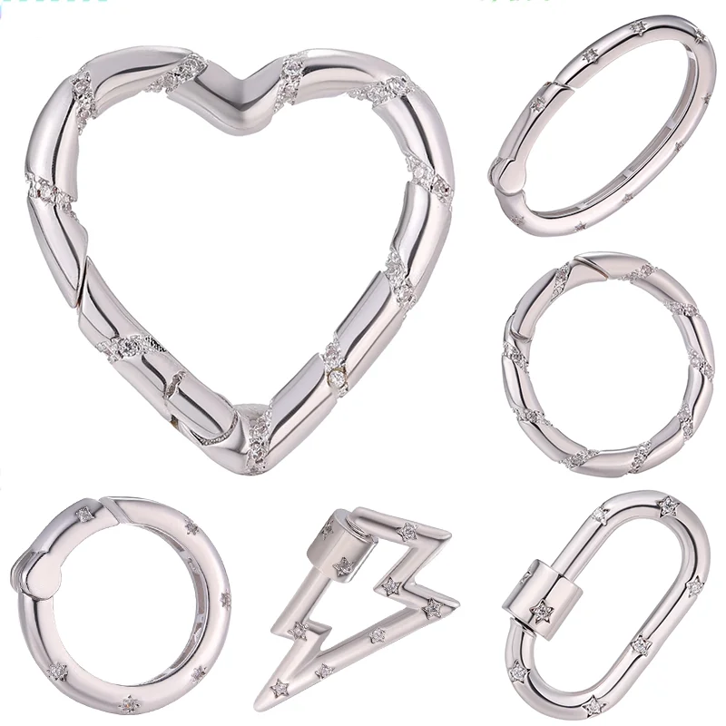 

Juya Handmade Heart Oval Shape Fasteners Spring Bolt Decoration Carabiner Clasps For DIY Hanging Chains Pendant Jewelry Making