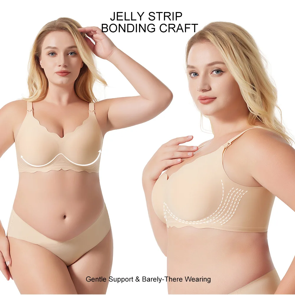 Wireless Nylon Care Seamless Printed Wavy Side Breastfeeding Maternity Bra Sexy Cup Hook Closure Nursing Bra