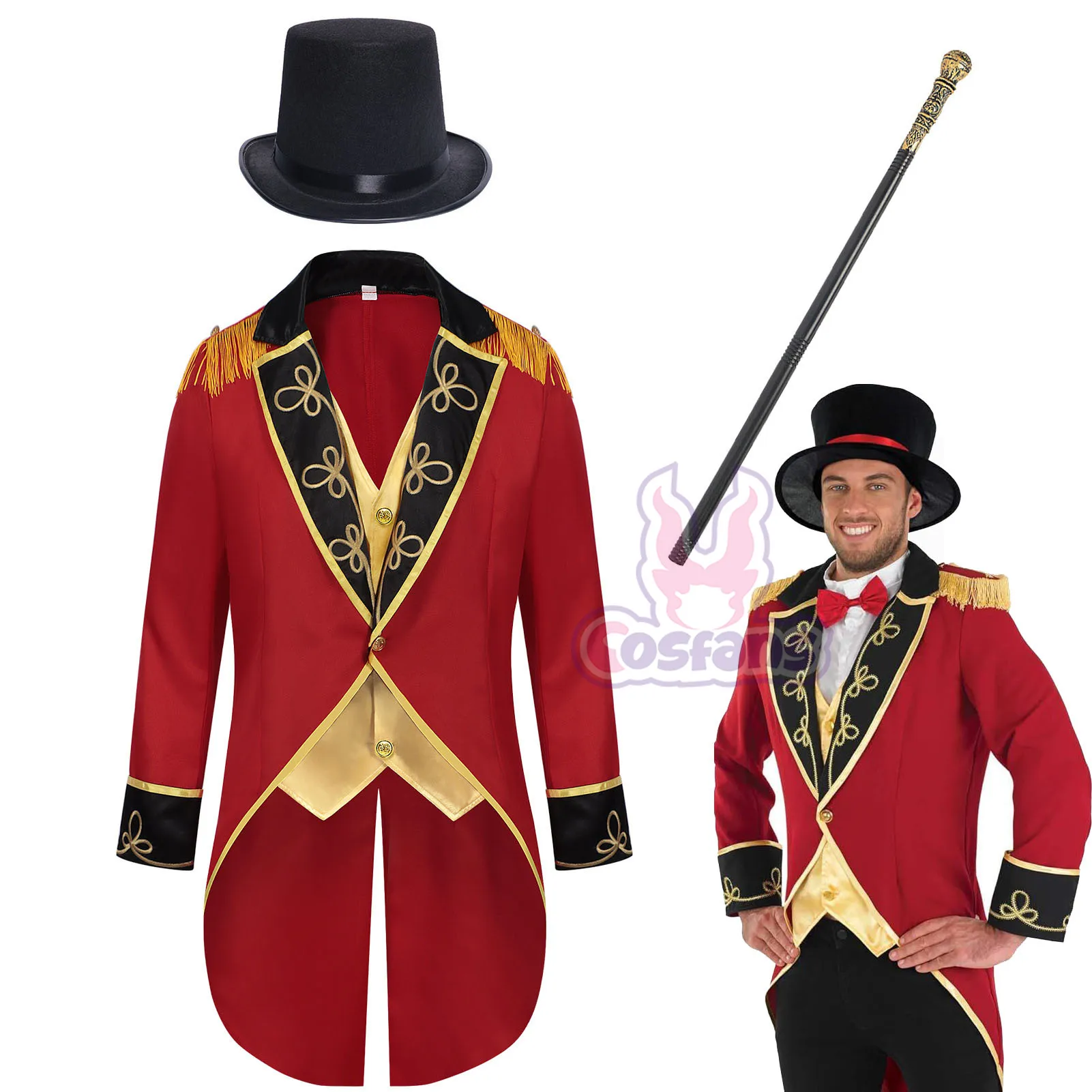 Conjunto de actuación de circo de Halloween, conjunto de COSPLAY de entrenador de vida silvestre, conjunto de Carnaval de Prim, abrigo Medieval Vintage para hombre, chaqueta Punk con cuello levantado