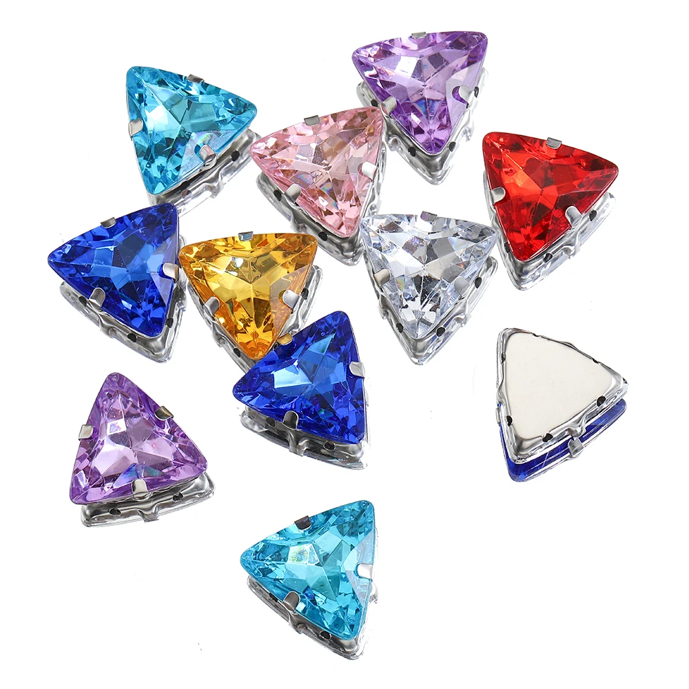 Треугольное стекло, пришивные стразы, кристаллы с серебряным когтем, пришить драгоценные камни, стразы для рукоделия, аксессуары для одежды, сделай сам