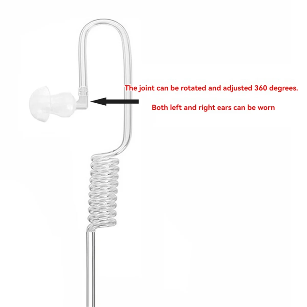 A57G-단일 헤드폰 3.5mm 안티 방사선 휴대 전화 이어폰, 전화용 공기 파이프 마이크 포함 블랙