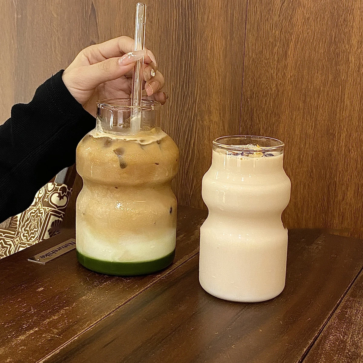 High Borosilicate Heatproof Glass Cup Lactic Acid Bacteria Design For Milk Juice Tea Iced Coffee Creative Drinkware