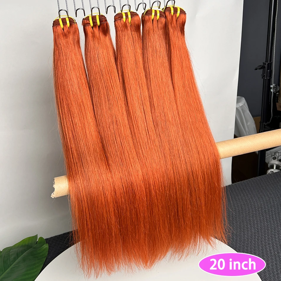 

# 350 цветных прямых пучков натуральных волос Ginger Orange, вьетнамские, 100 грамм, 100% необработанные волнистые натуральные волосы для наращивания