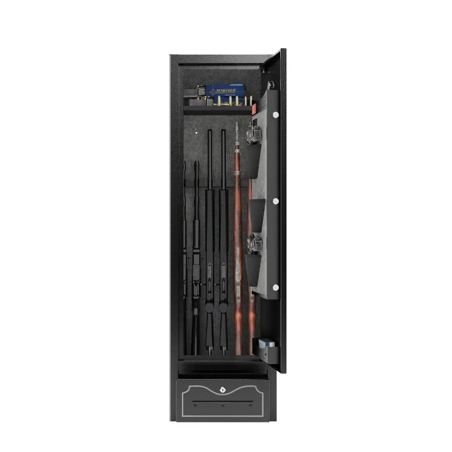 8 Gun Capacity Rifle Safe. Holds Rifles Pistols Shotguns. Digital Lock for Quick Access. Removable Shelf. Special Gun Rack for