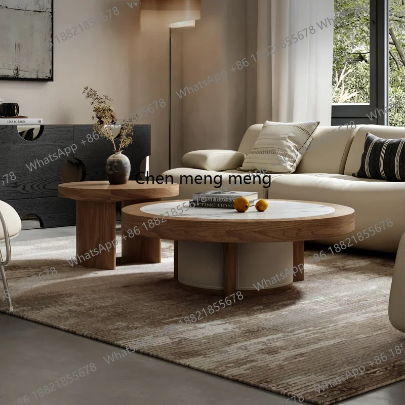 

New arrive Walnut Design Side Table Modern Sets Aesthetic Minimalist Round Coffee Table Center Designer Unique Stolik Kawowy Fur