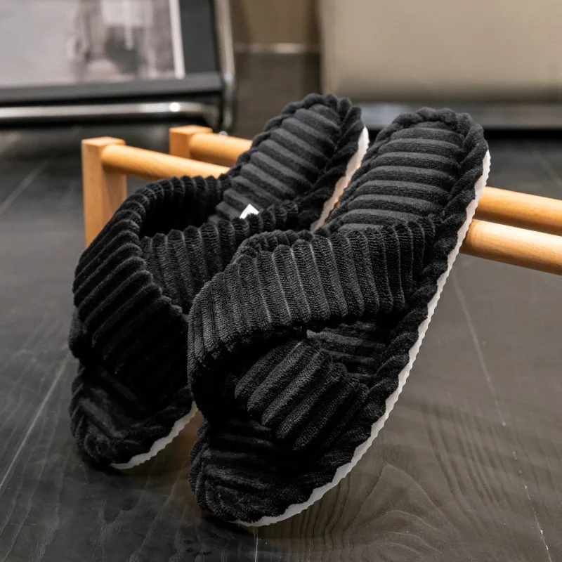 Men's Solid Color Household Crossover Slippers Indoor Bedroom Wooden Floor Quiet Lightweight Breathable Comfortable Home image 4