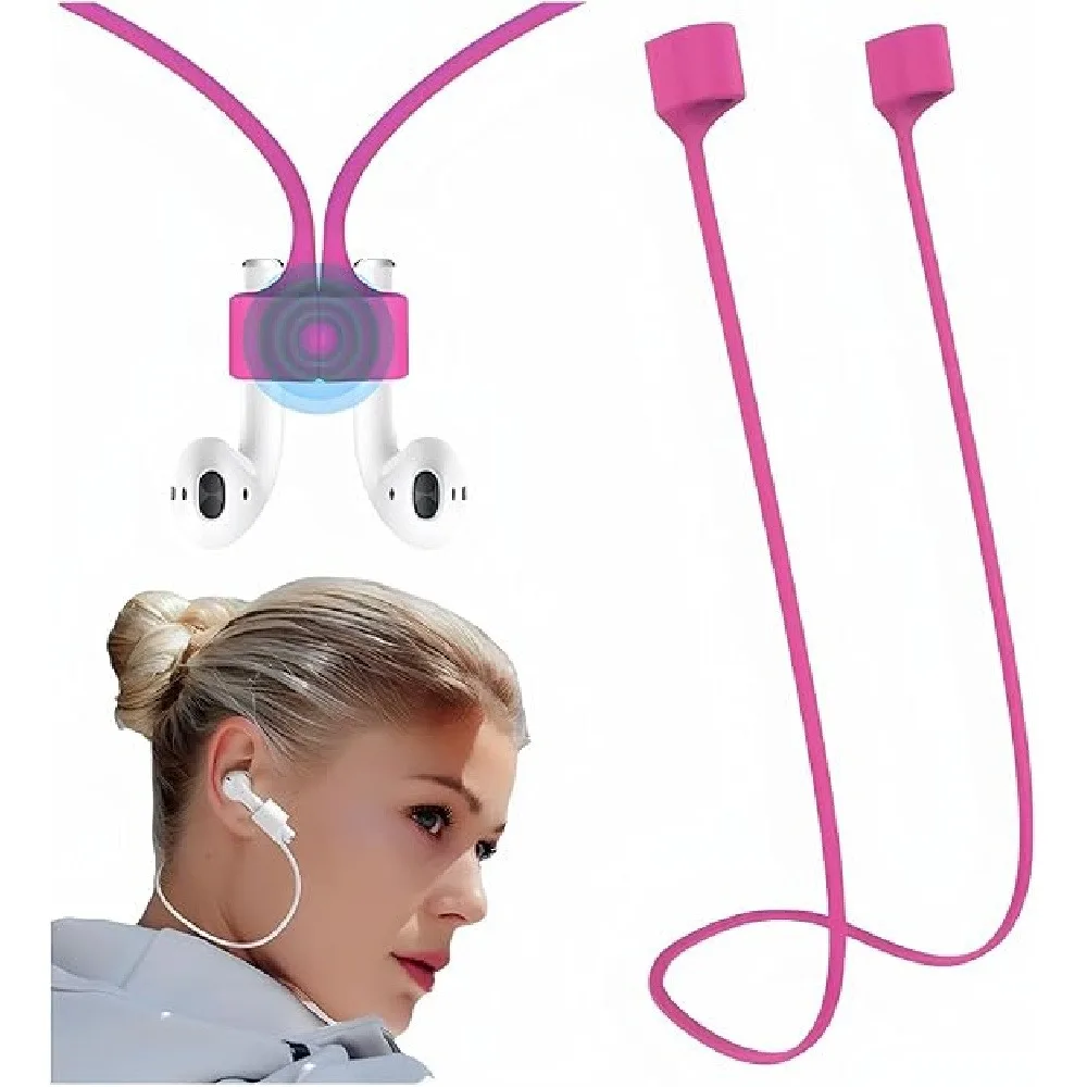 1 Pack Rose Red Wireless Earbuds Anti-Lost Strap, Soft Silicone Bluetooth Earphone Lanyard, Universal Earbud Neck Cord for AirPods TWS Earphones Sports Running Workout