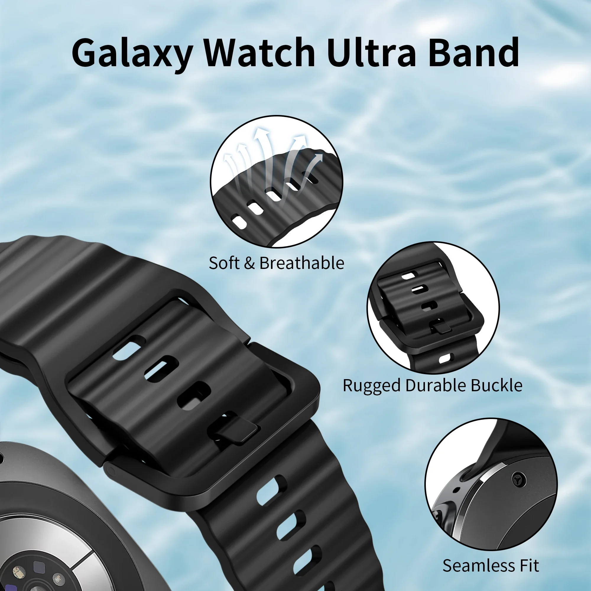 Original Silicone Band for Samsung Galaxy Watch Ultra Strap 7/6/6 Classic/5 Pro/4 47mm Bracelet 44mm/40mm/43mm/46mm Sport Band