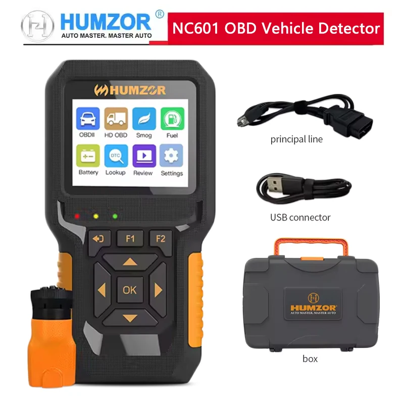 HUMZOR NC601 12V/24V Heavy Duty Truck OBD2 Scanner Car Diagnostic Tool Car Check Engine Code Reader Fuel Analysis Battery Test