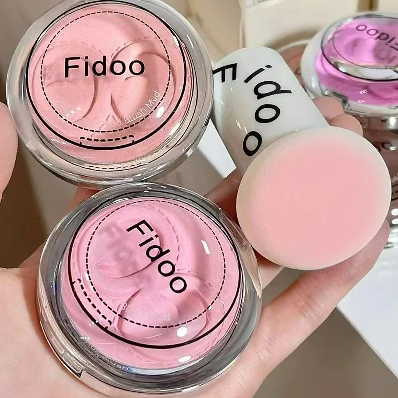Fidoo Cosmetics Mochi Poke Blush Fango Monocromatico Nebbia morbida Evidenzia Contorno naturale Blush Trucco viso delicato e carino a lunga durata