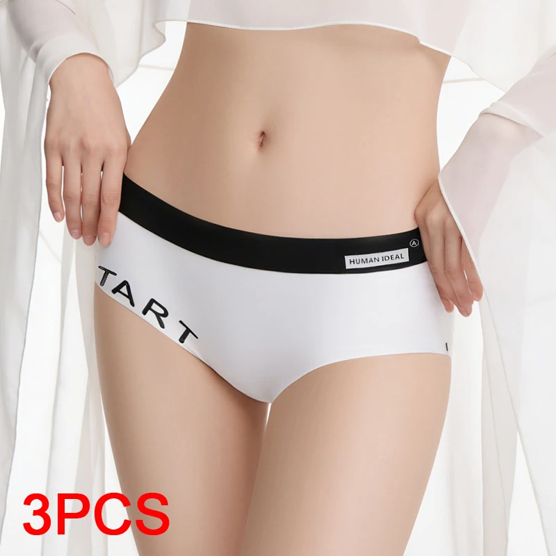 3Pcs Women's Lingerie Fashion Triangular Panties Set Ice Silk Sports Underwear for Women Sexy Briefs Lady Underpants Seamless
