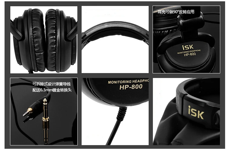 الأذنية الأصلية ISK HP800 ستوديو رصد استوديو DJ سماعة عقال Hifi باس سماعة سماعة Fone De Ouvido Ecouteur