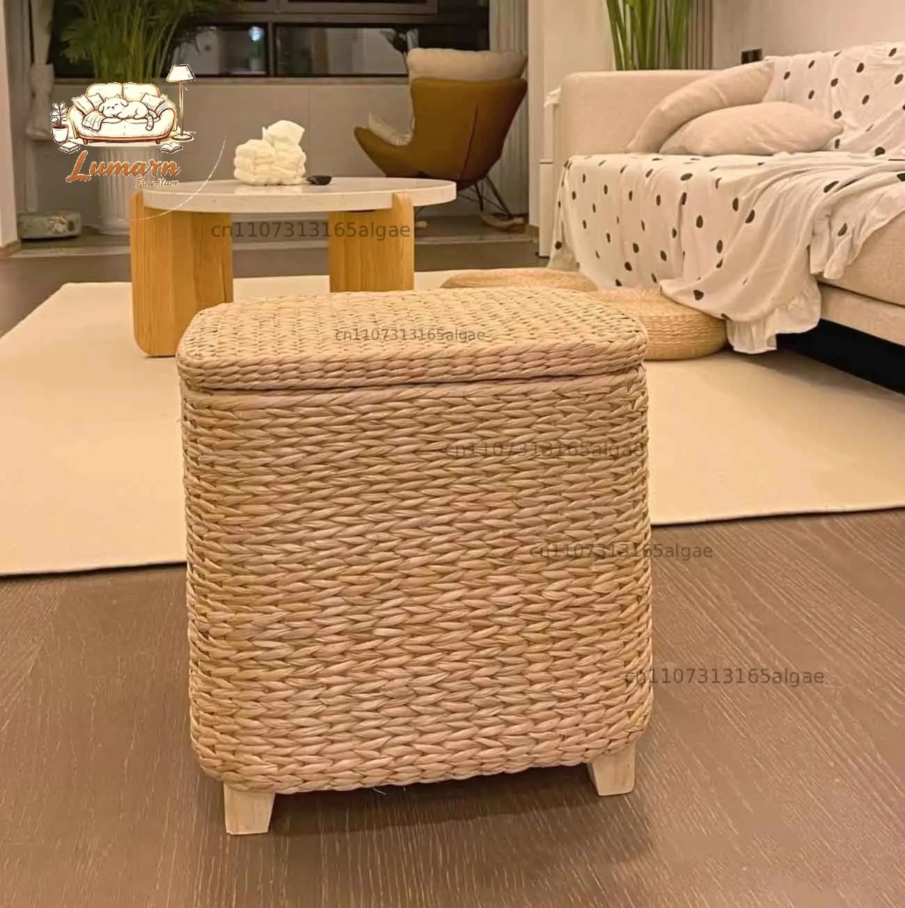 Handmade Straw Woven Stool, Porch Shoe Changing Stool, Living Room Sofa Footstool, Creative Storage Stool, Modern Furniture Seat
